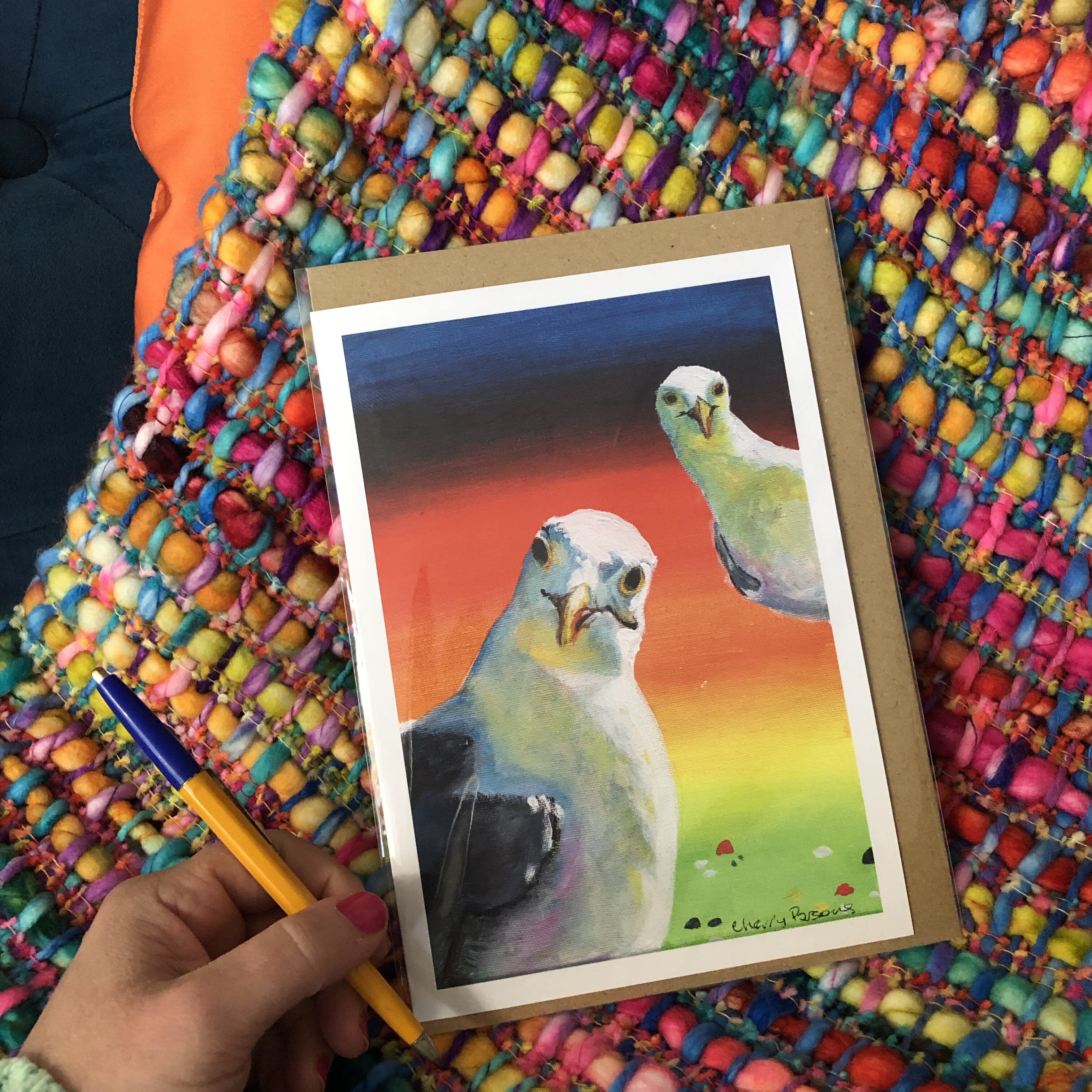 Rainbow Seagull Card - Did Someone Say Party?