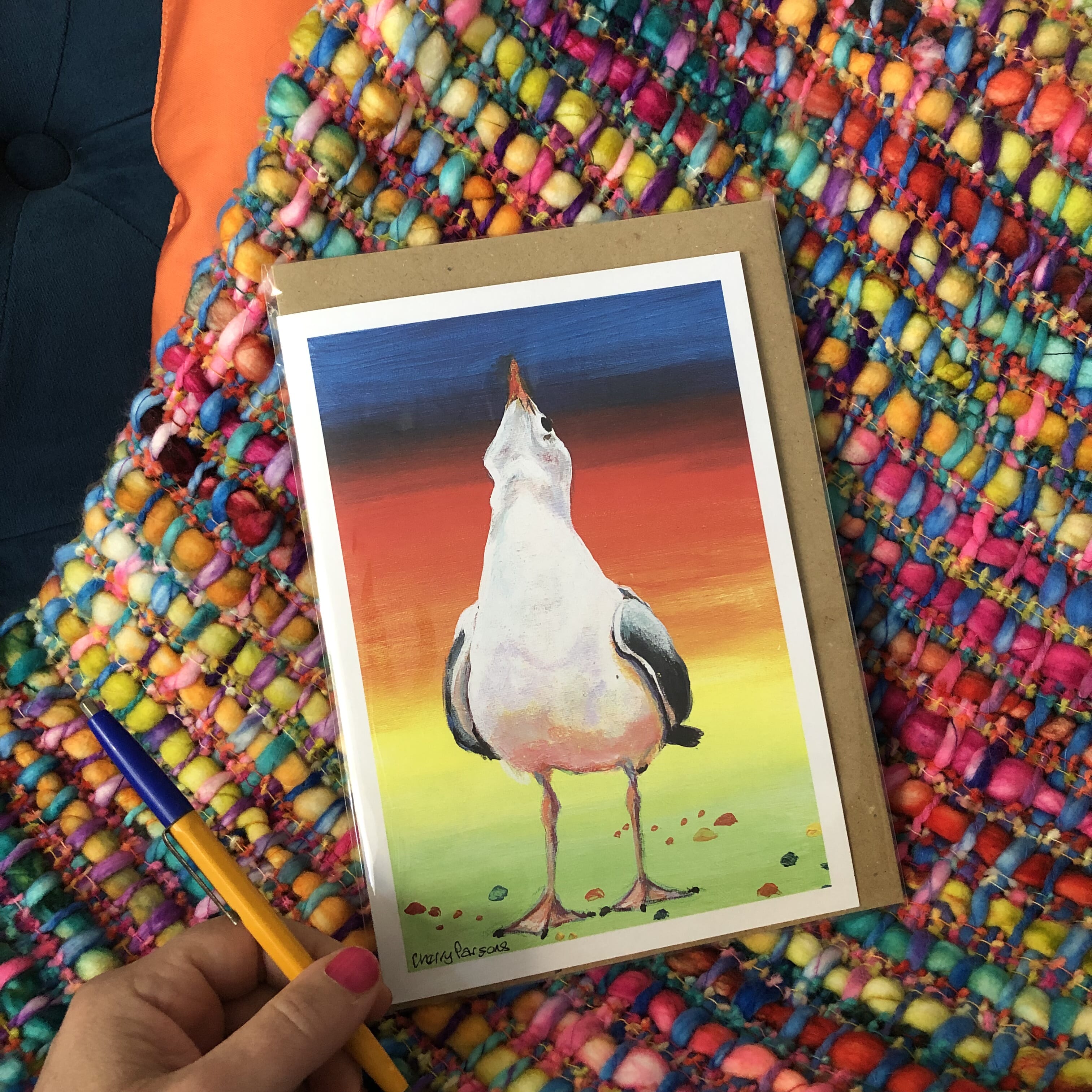 Rainbow Seagull Card - Gosh, you're tall!
