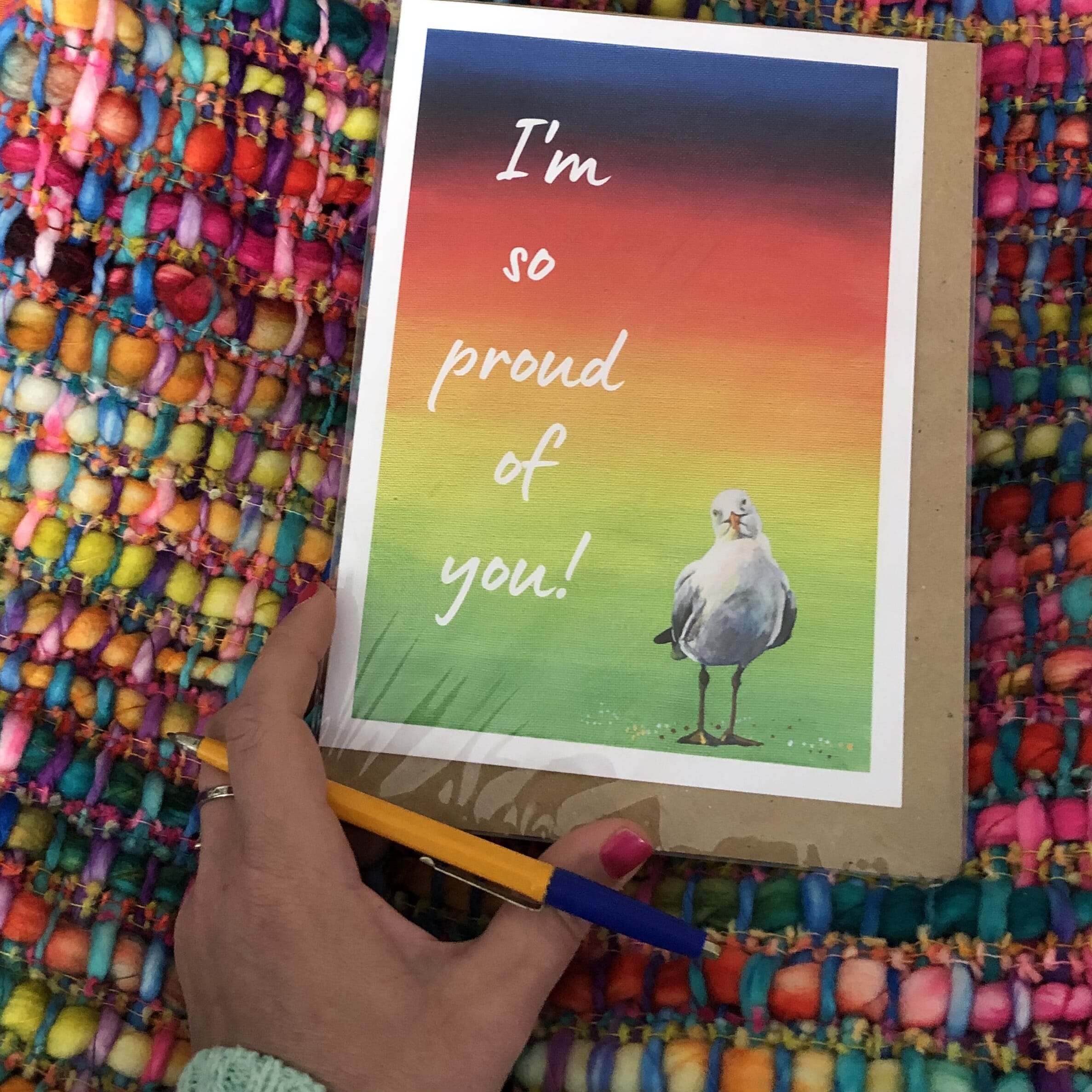 Rainbow Seagull Card -Im so proud of you