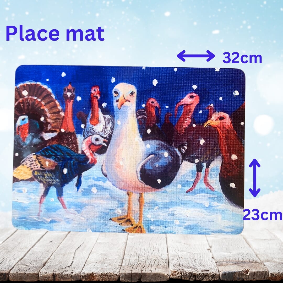 Seagull 32cm x 23cm large placemat – Hard Backed, Glossy Finish “Noel Gullagher”