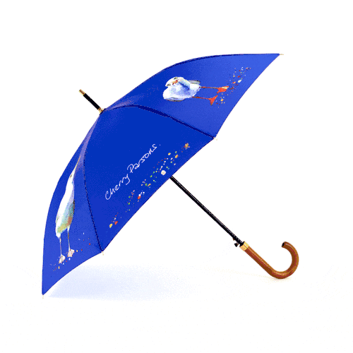 Blue Seagull Cane Umbrella - 4 alternating panels