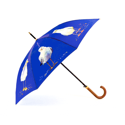 Blue Seagull Cane Umbrella - 8 panels