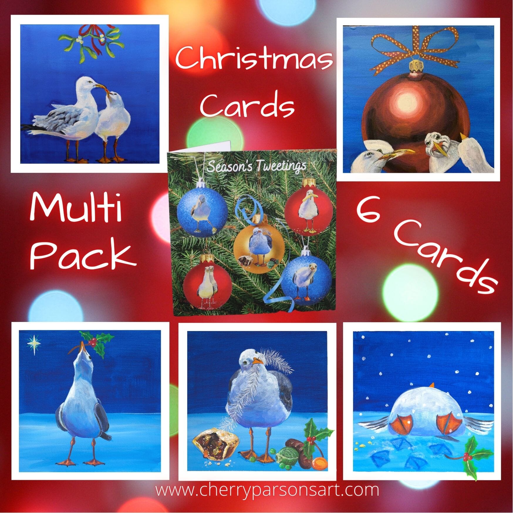 Seagull Christmas Card Collection Pack of 6 Cards