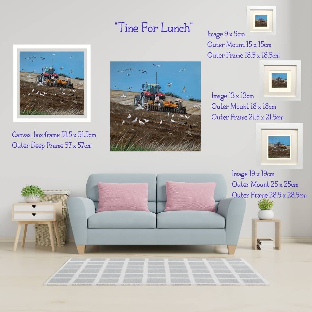 Tractor in field -  Art Print in Square Mount 