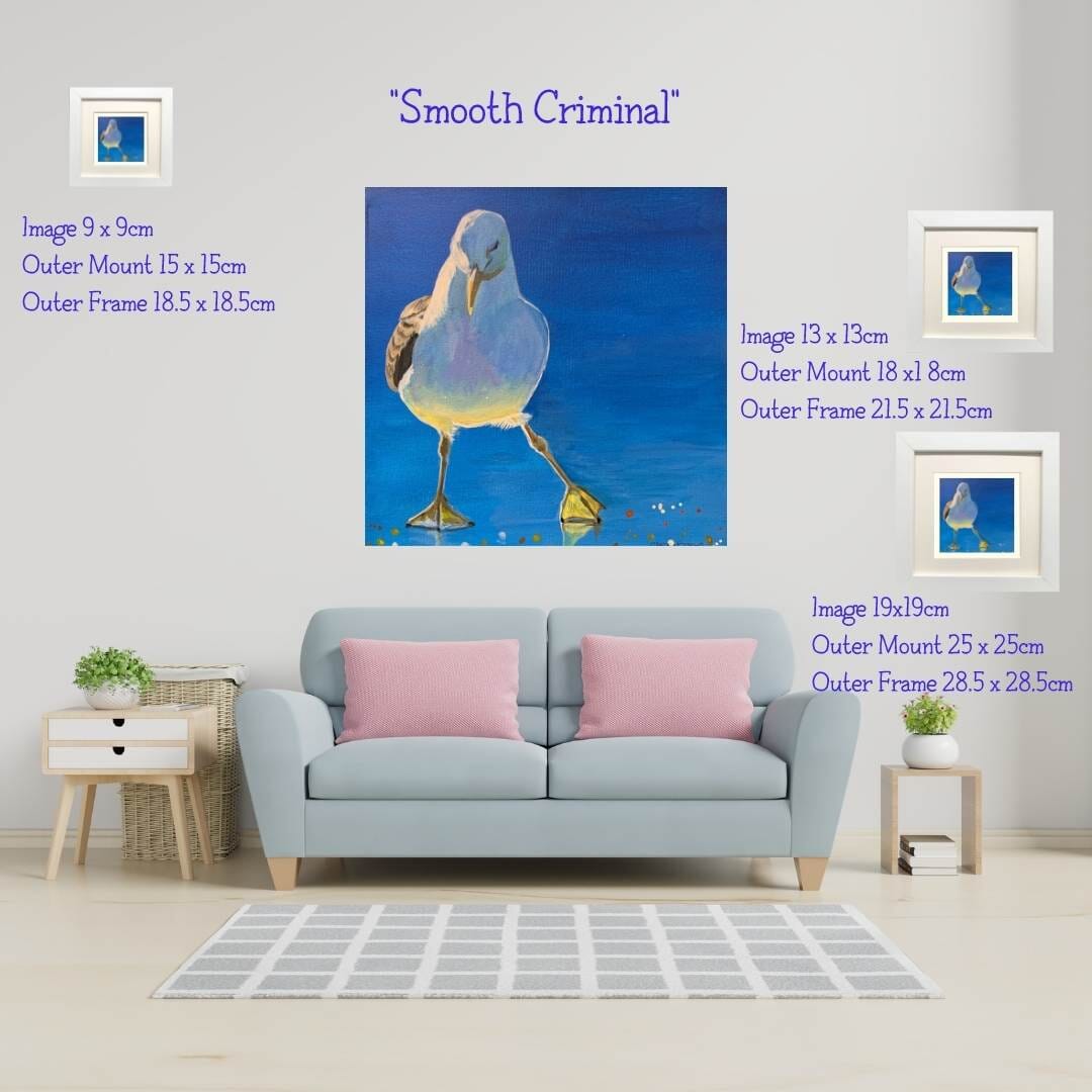 Seagull Art Print in Square Mount 