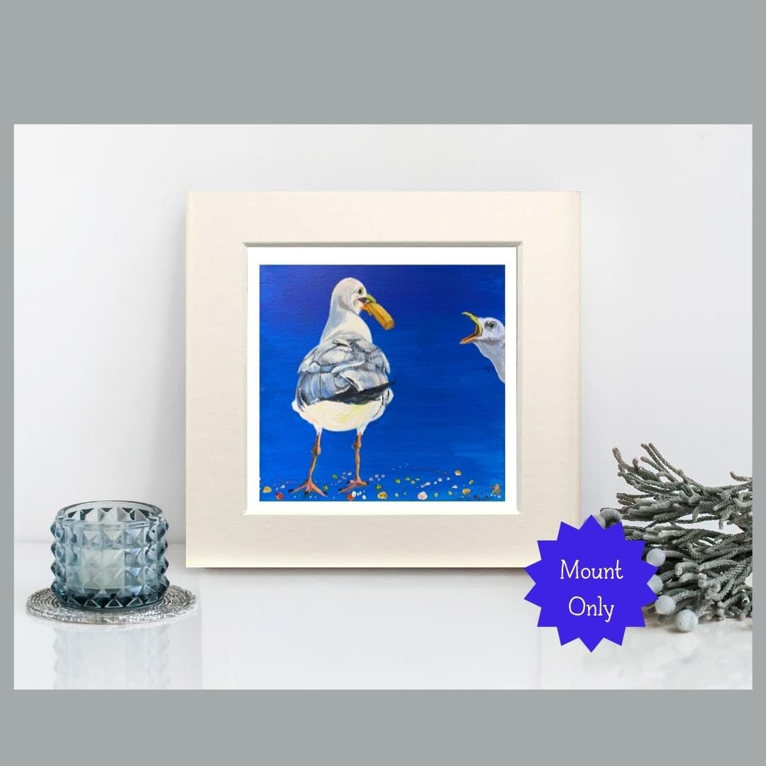 Seagull Art Print in Square Mount 