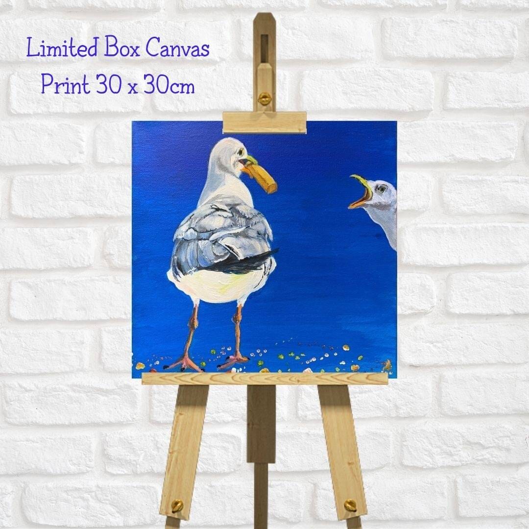 Seagull Art Square Canvas Print “Mine, Mine, Mine!”