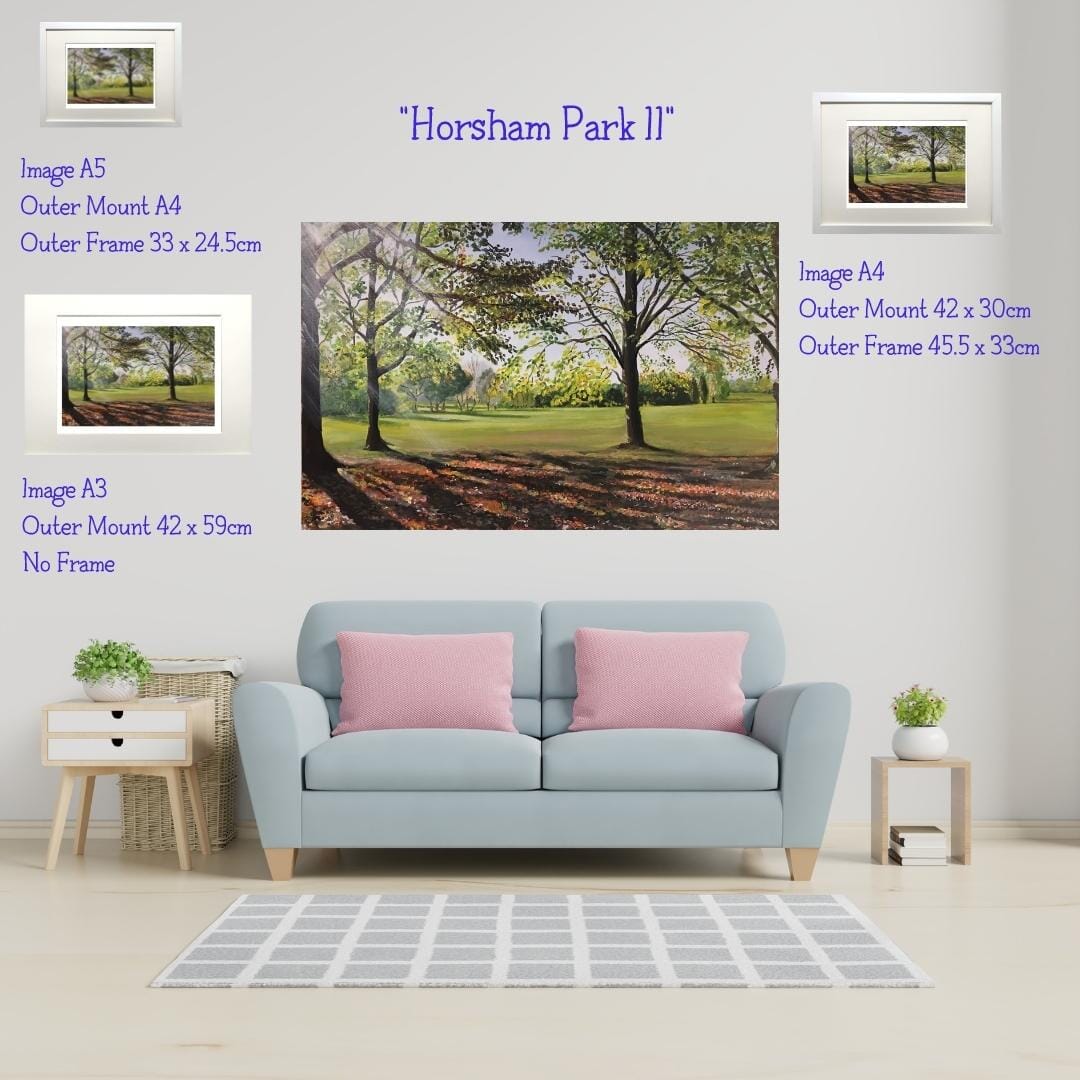 Rural Landscape In Park Under Trees- Art Print in Mount - 