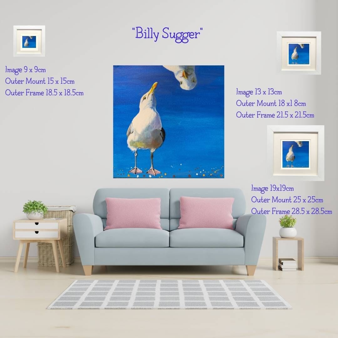 Seagull Art Print in Square Mount 