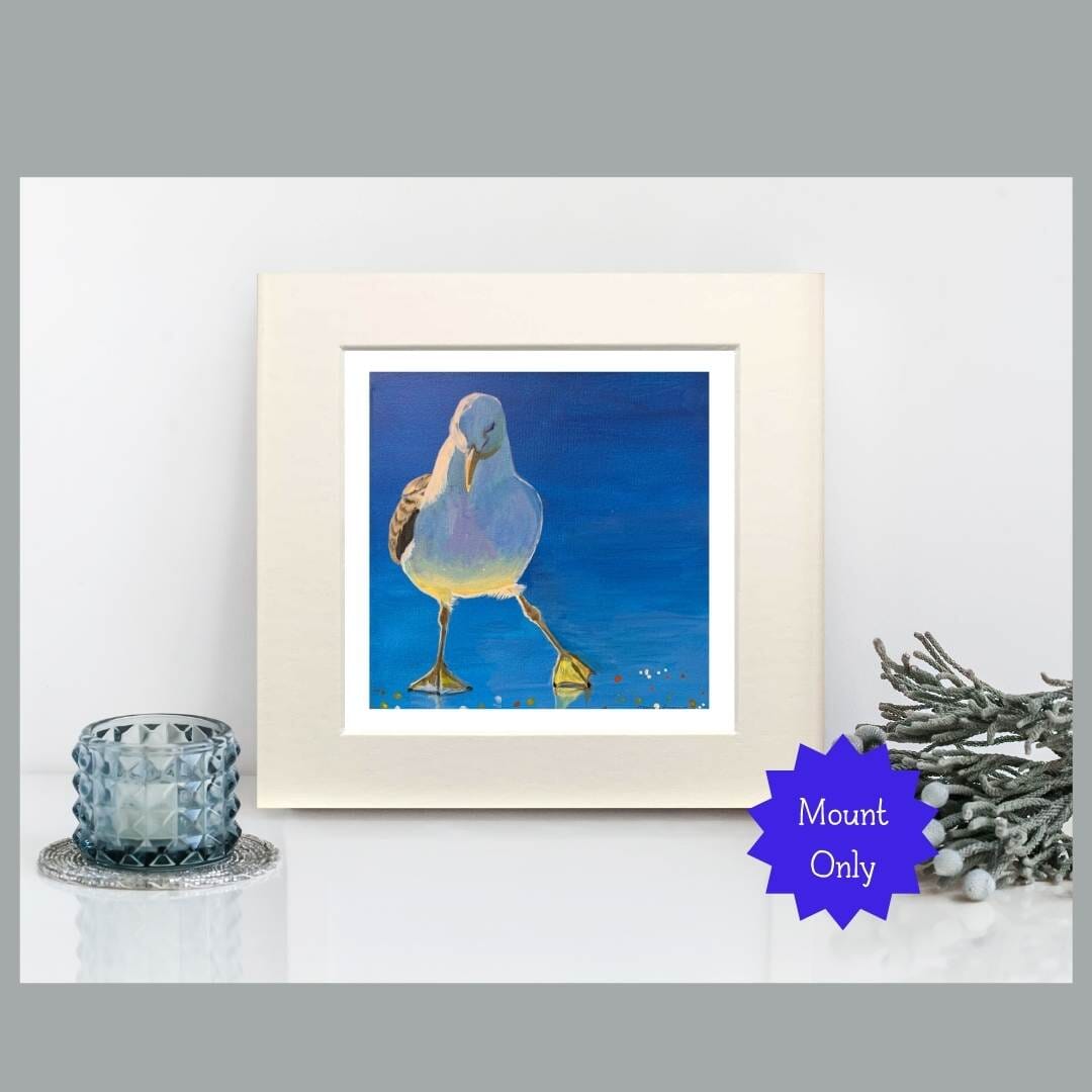 Seagull Art Print in Square Mount 