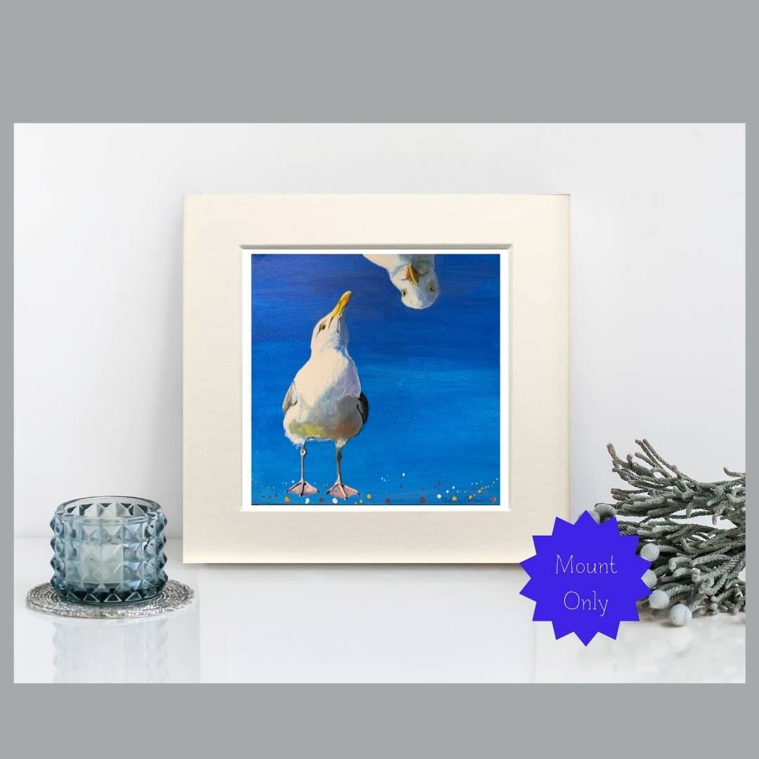 Seagull Art Print in Square Mount 