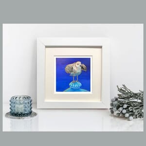 Seagull Art Print in Square Frame - Cute Baby Seagull 