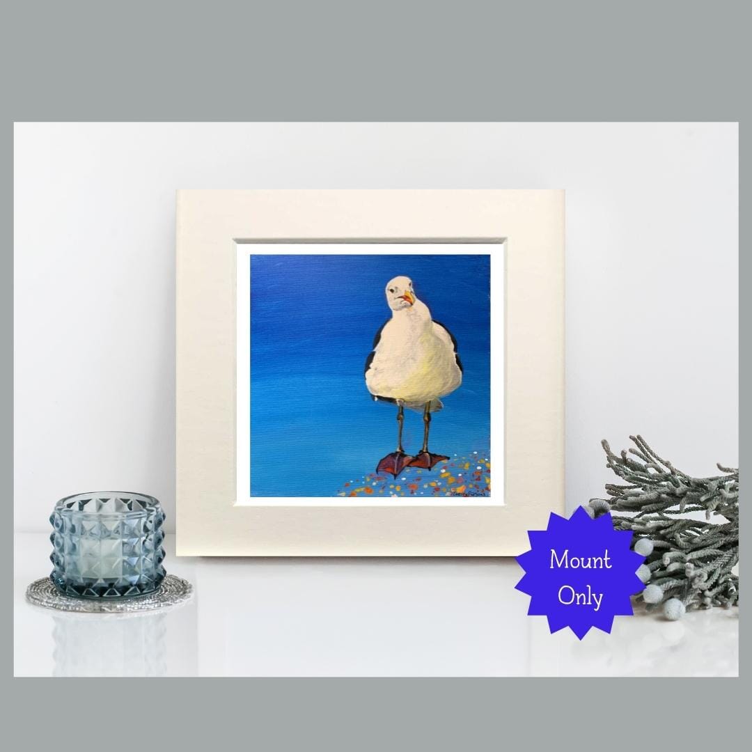 Seagull Art Print in Square Mount - 