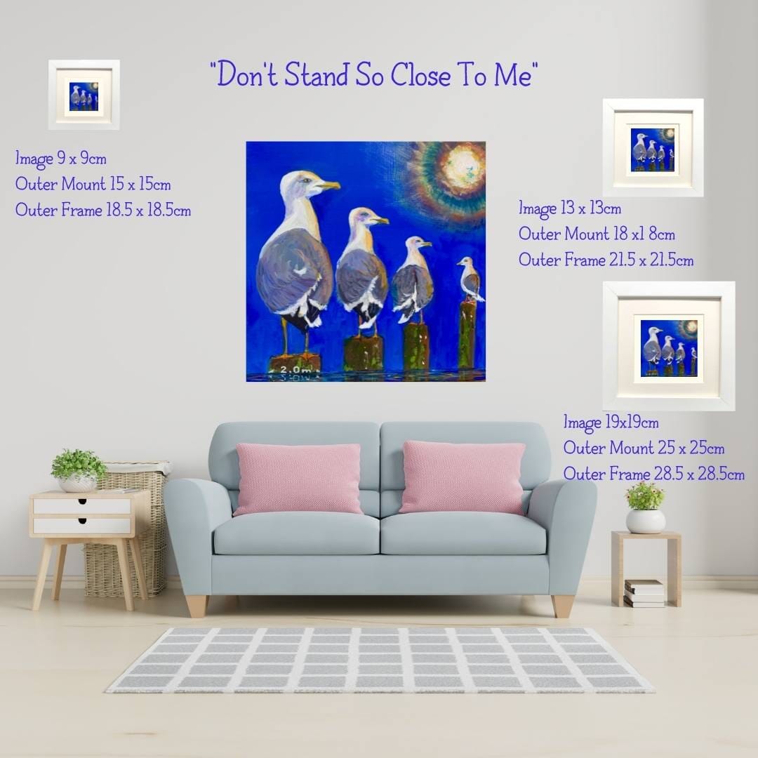 Seagull Art Print in Square Mount 