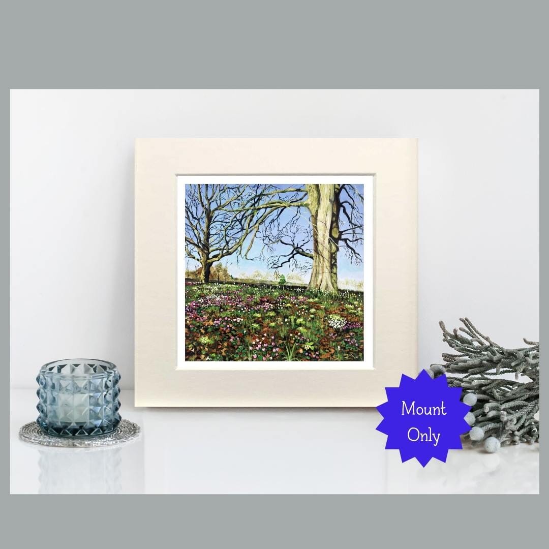 Spring Flowers Under Trees Art Print in Square Mount "Wakehurst Place