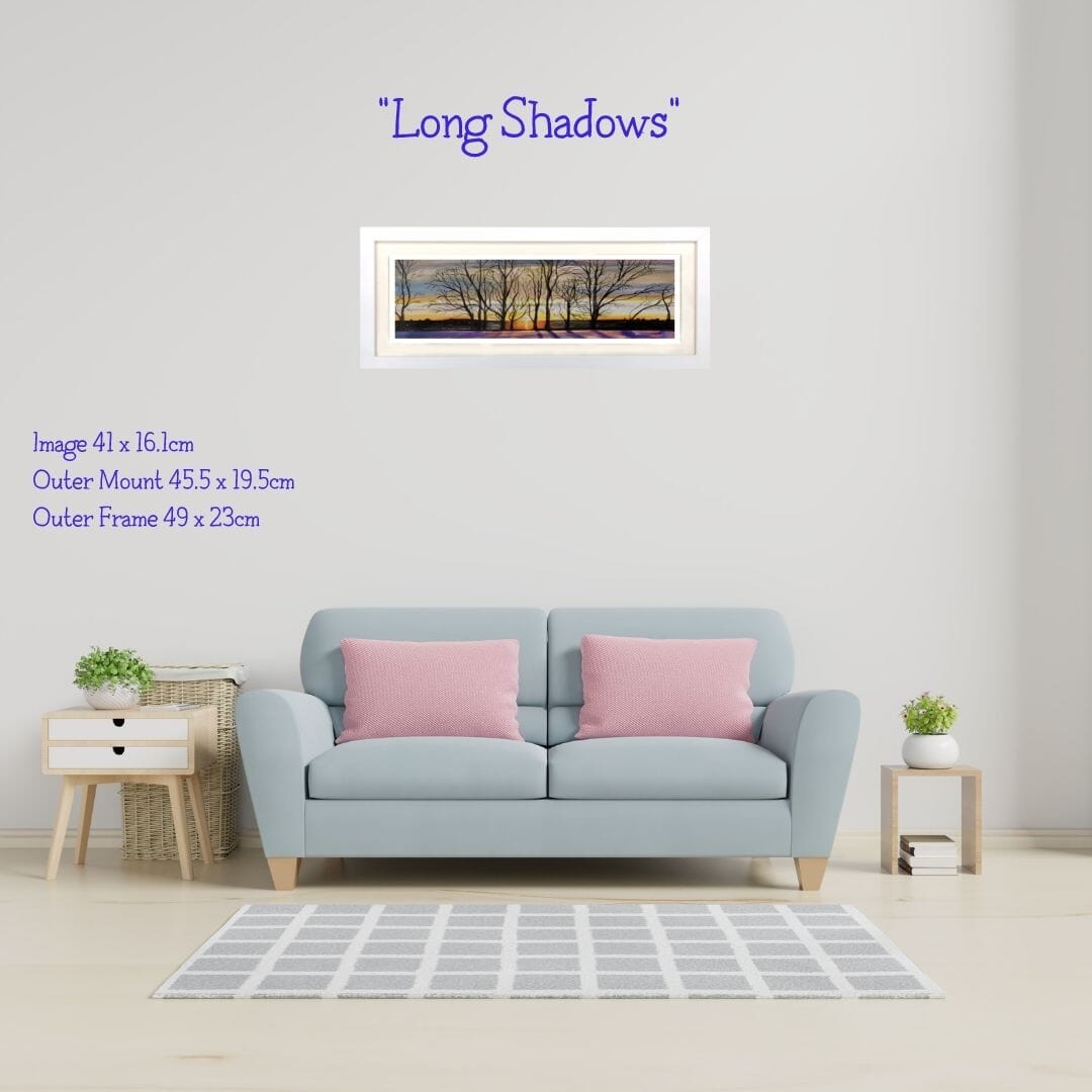 Winter Sunset Through Trees - Art Print in Mount 