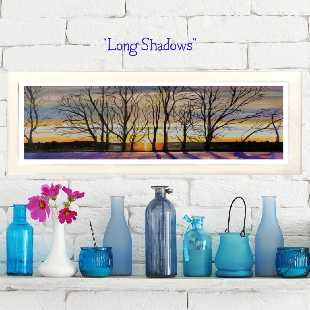 Winter Sunset Through Trees - Art Print in Mount 