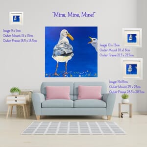 Seagull Art Print in Square Mount 