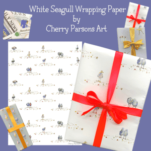 White Wrapping Paper -seagull design