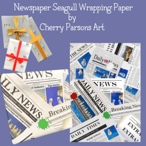 Wrapping Paper -seagull newspaper design