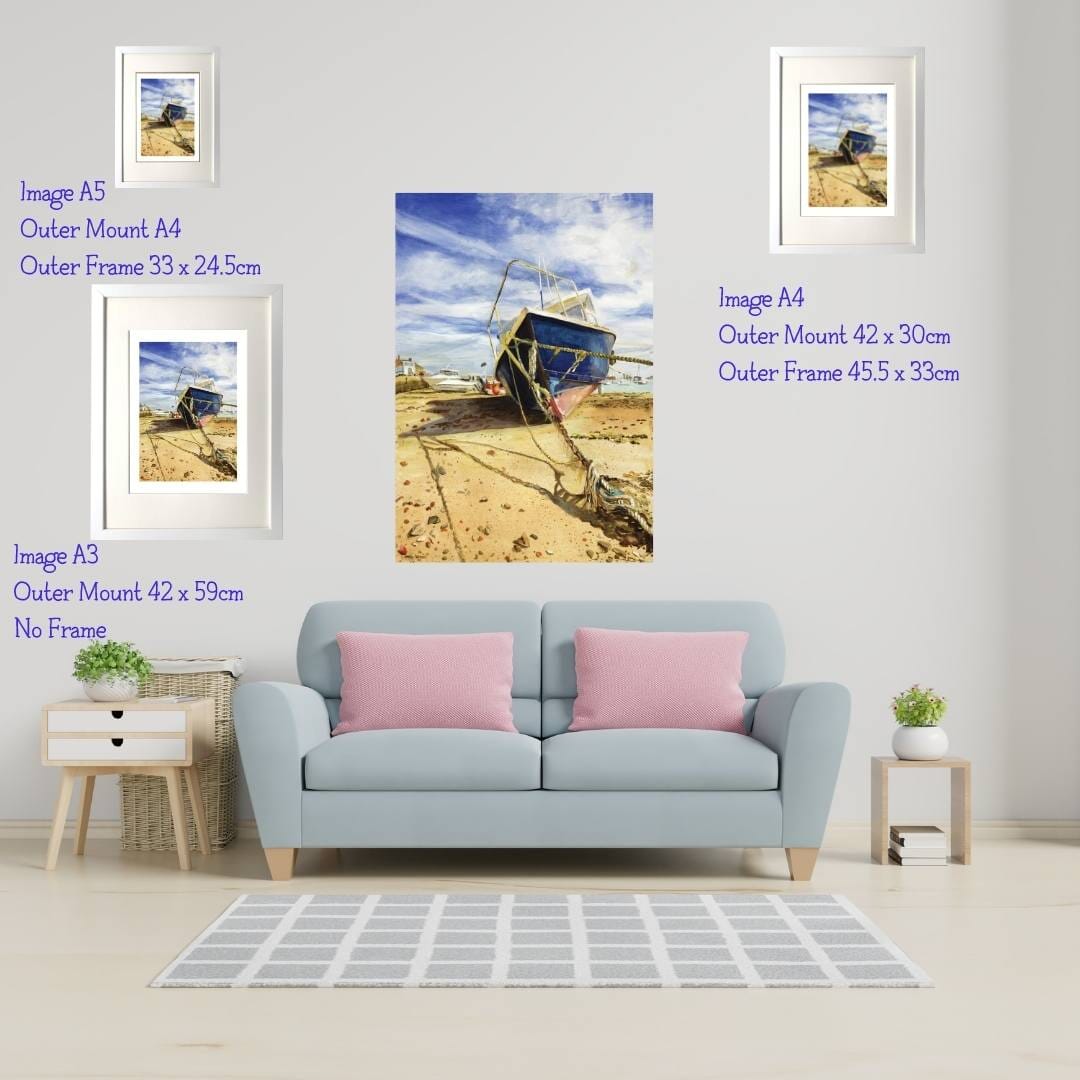 Boat on Jersey beach - Art Print in Mount - 