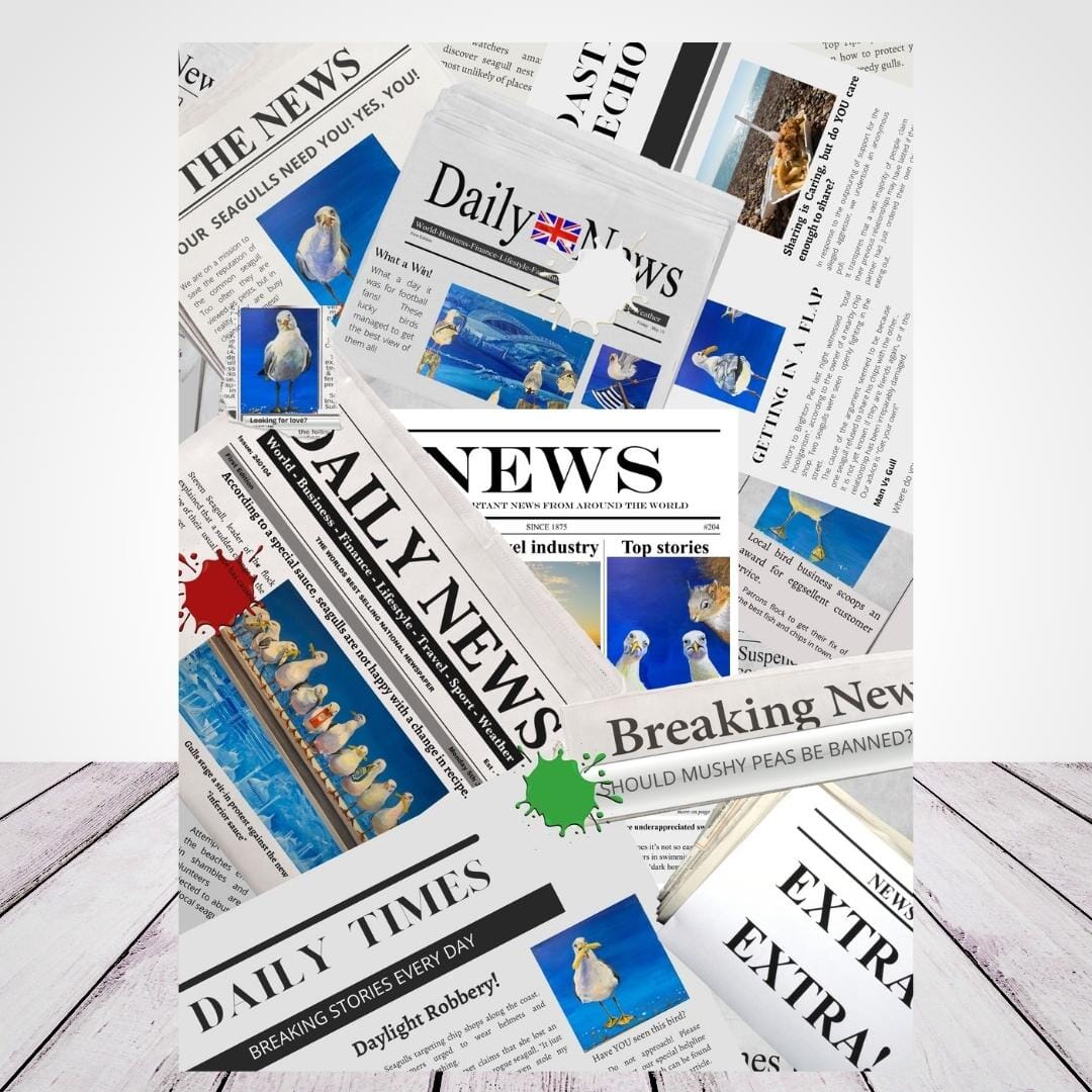 Wrapping Paper -seagull newspaper design