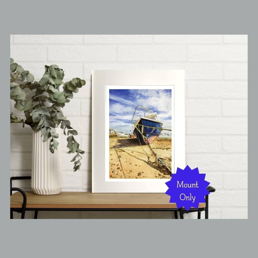 Boat on Jersey beach - Art Print in Mount - 