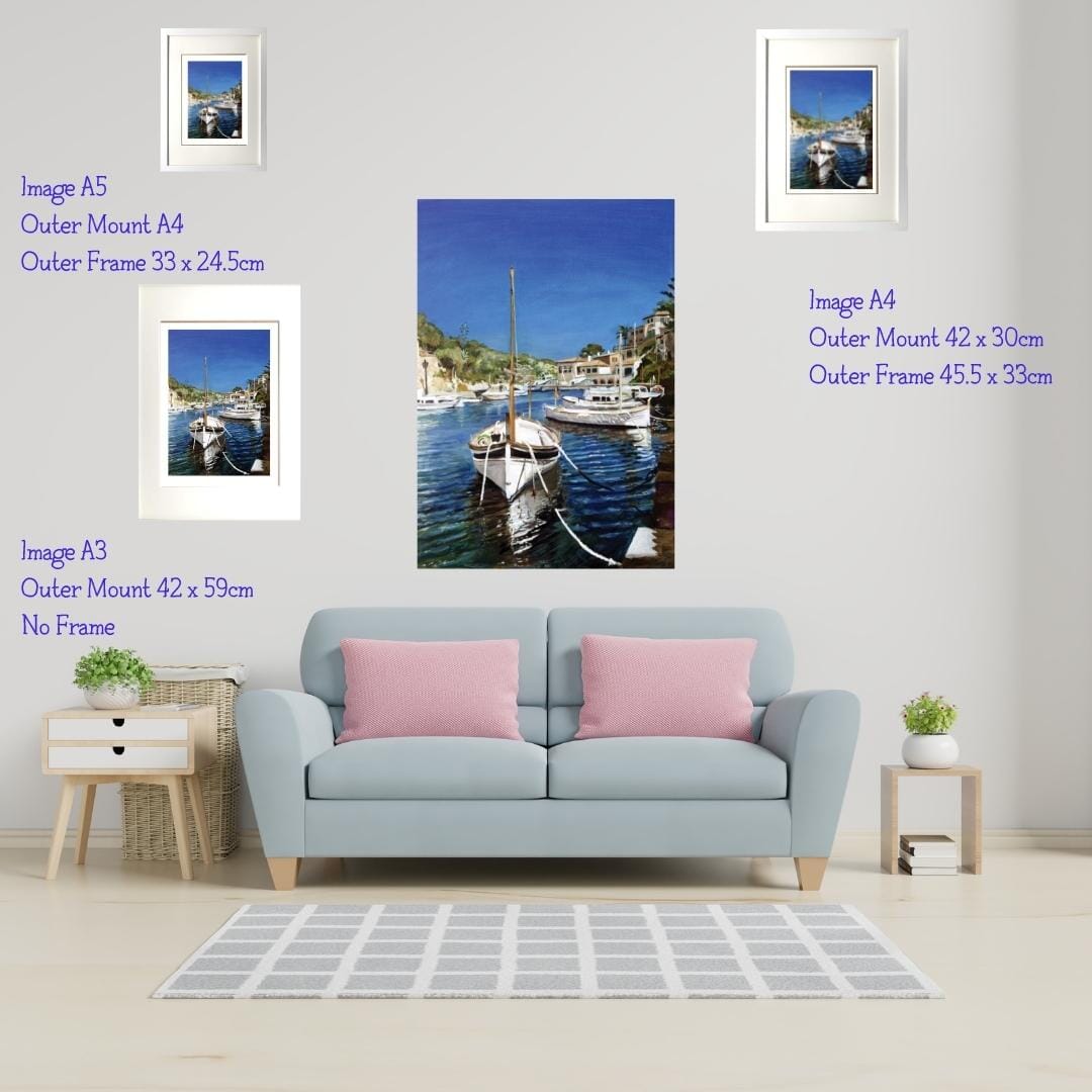 Boats in harbour - Art Print in Mount - 