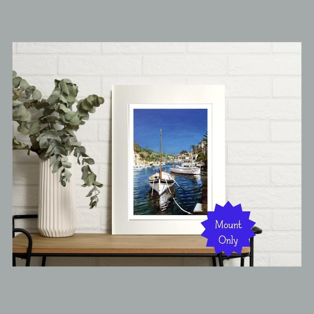 Boats in harbour - Art Print in Mount - 