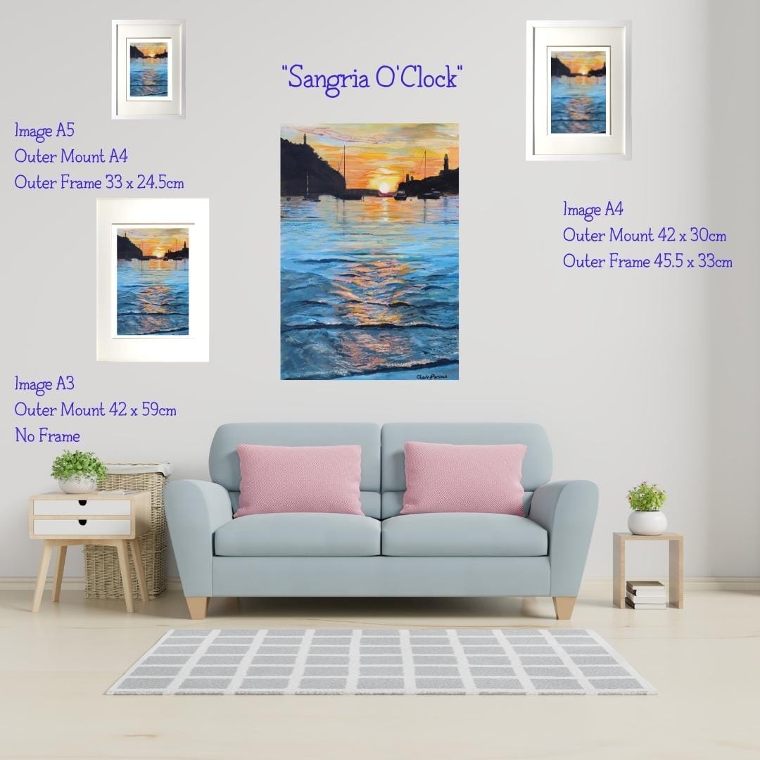 Sunset over harbour - Art Print in Mount - 