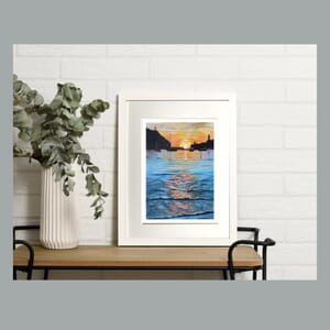 Sunset over harbour- Art Print in Frame - 