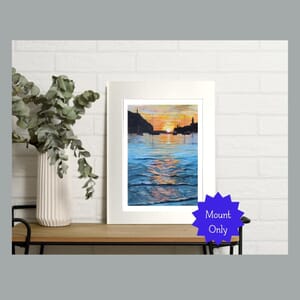 Sunset over harbour - Art Print in Mount - 