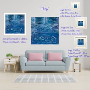 Raindrops making ripples on water - Art Print in Mount - 