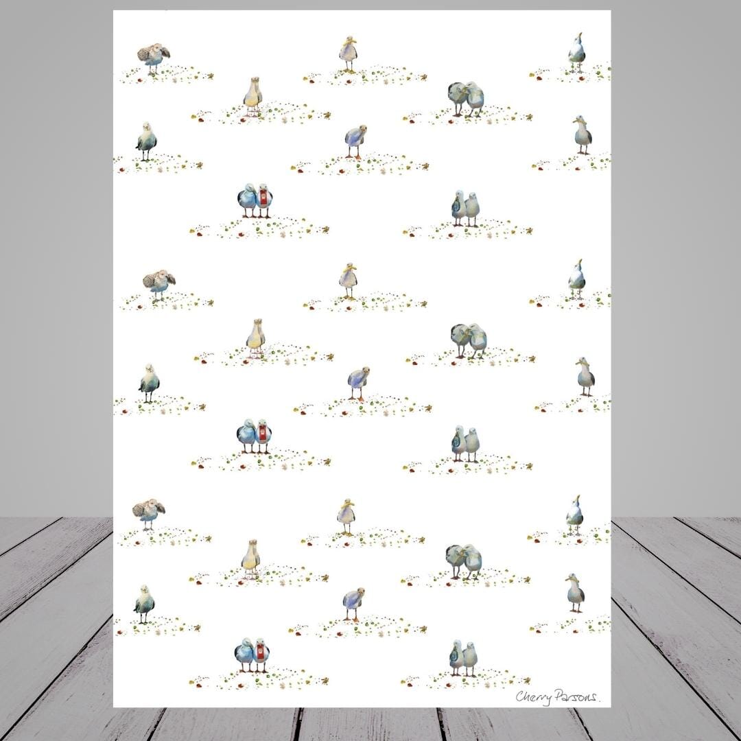White Wrapping Paper -seagull design