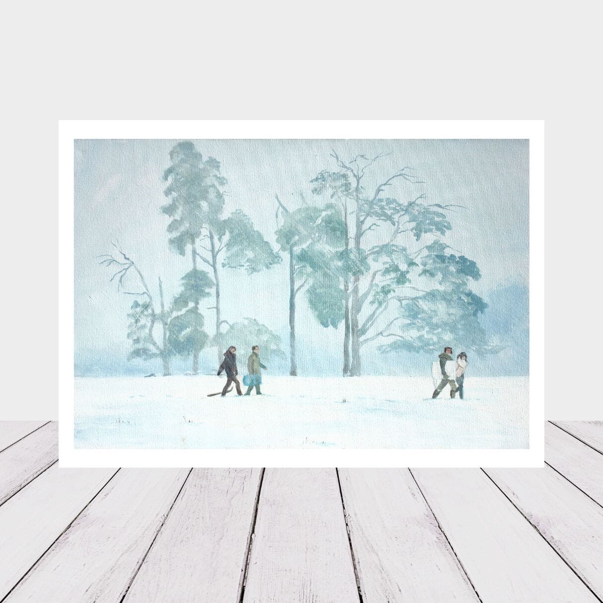 “Blizzard on Denne Hill” landscape of Horsham in snow – greeting card