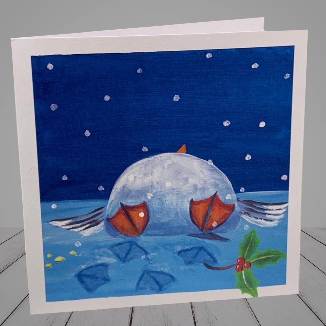 Greeting Card –  Seagulls in snow -“Boxing Day”