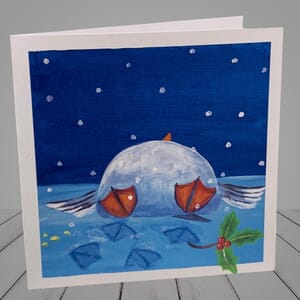 Greeting Card -  Seagulls in snow -