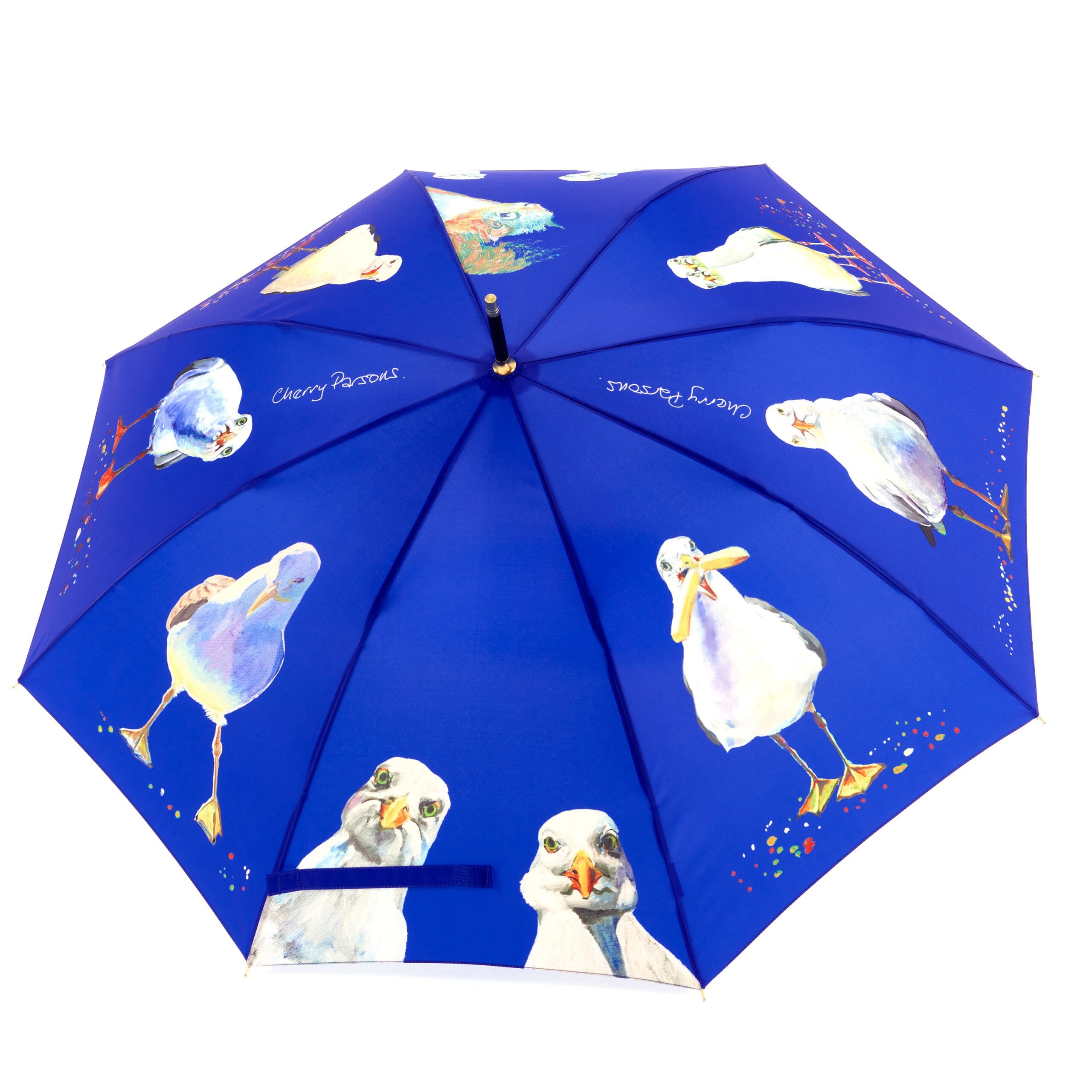 Blue Seagull Cane Umbrella - 8 panels