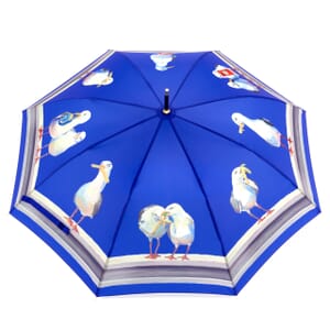 Blue Seagull Cane Umbrella - 8 panels in 