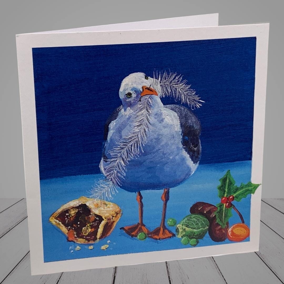 Greeting Card –  Seagulls in snow -“Christmas Day”