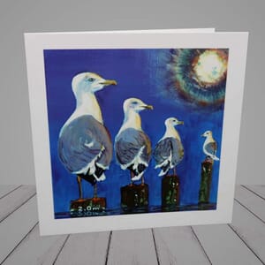 Greeting Card - Seagulls socially distancing - 