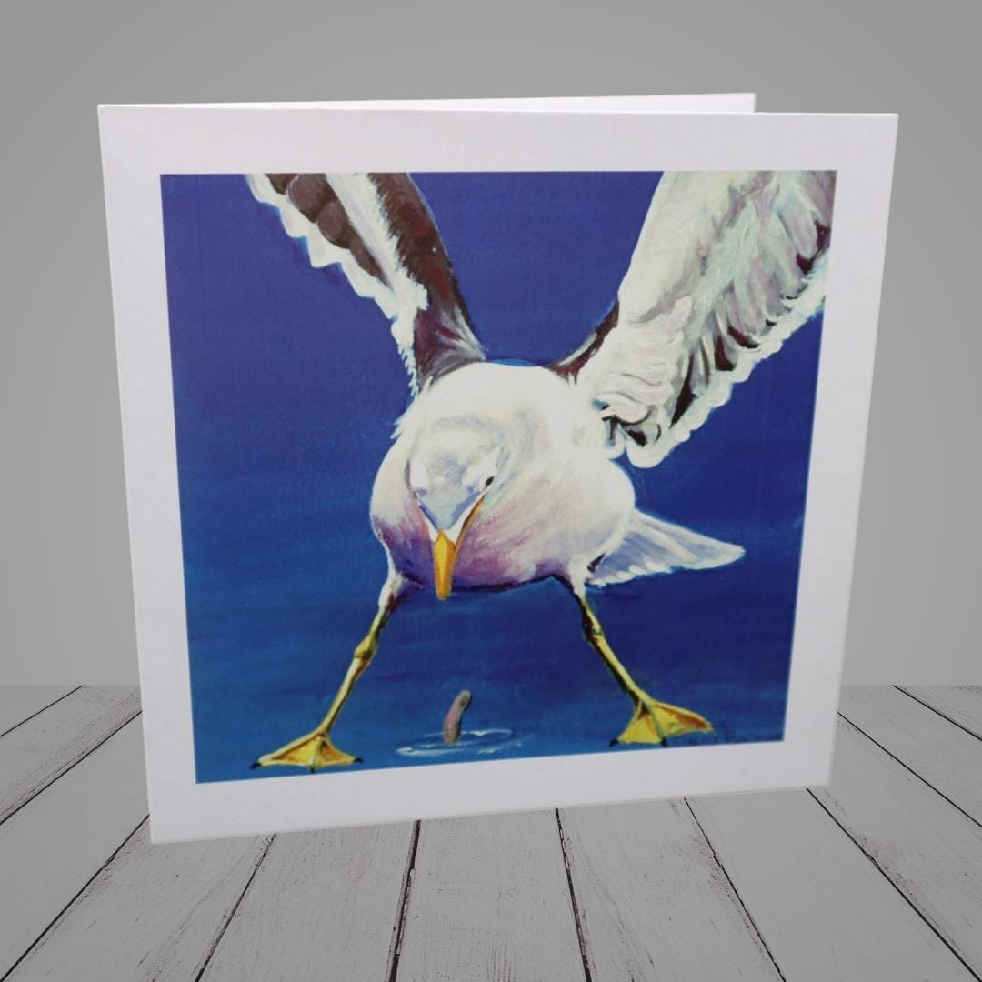 Greeting Card – Seagull-coastal art- “Early Bird”
