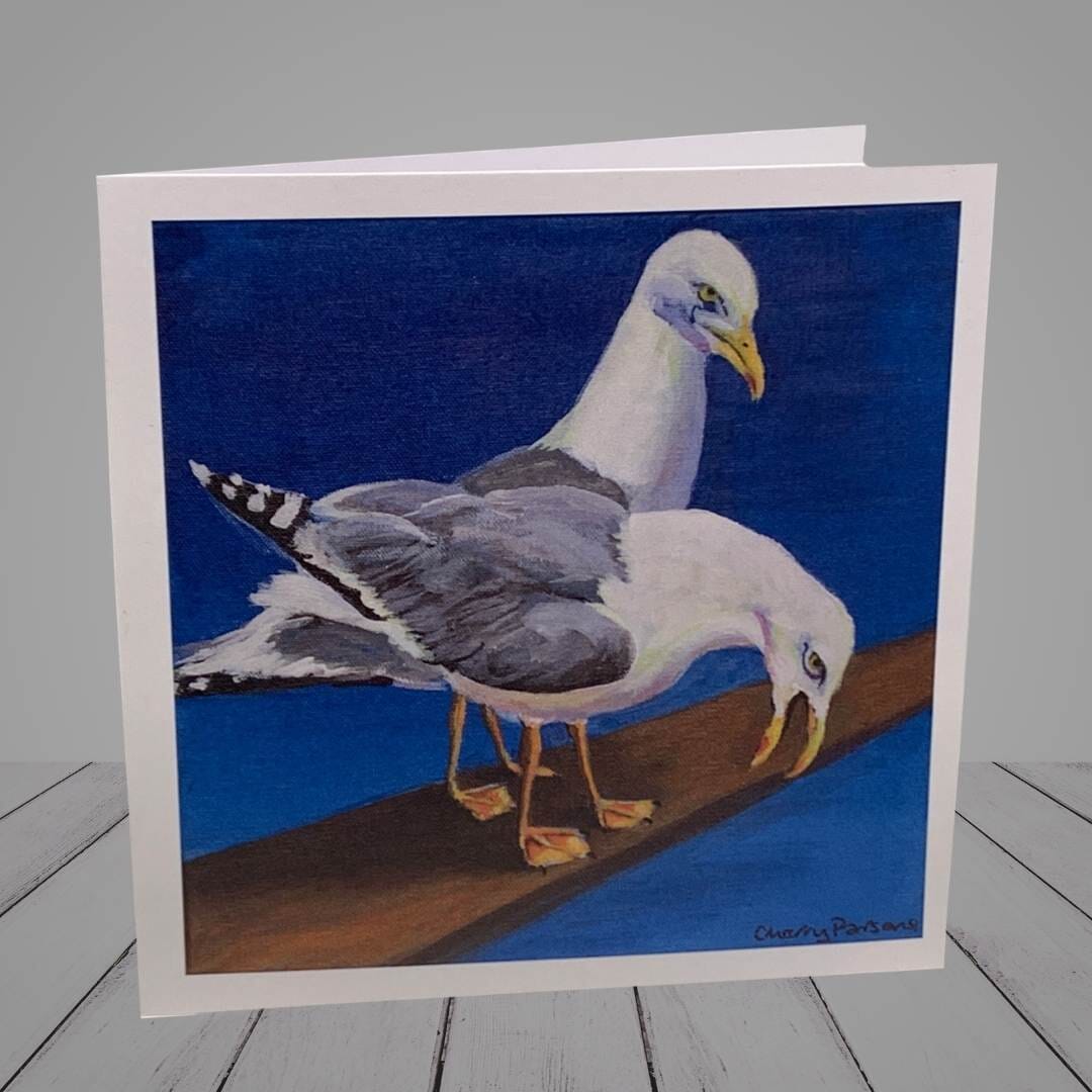 Greeting Card –  seagulls being naughty  “Got ’em!”