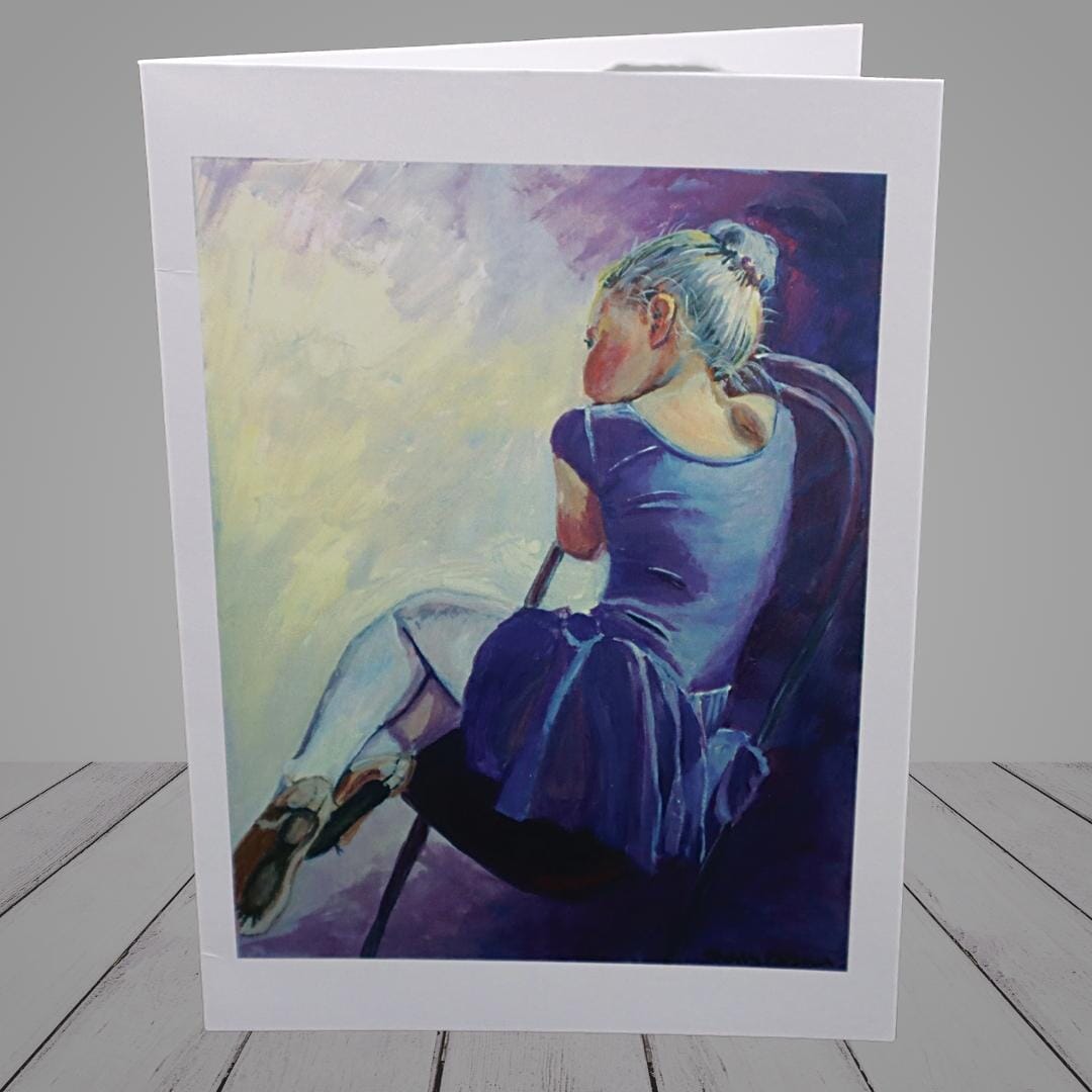 Ballet Greeting Card – young ballerina resting watching week “Sweet Little Dreamer”