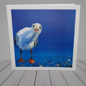 Greeting Card -  Funny Seagull coastal art-