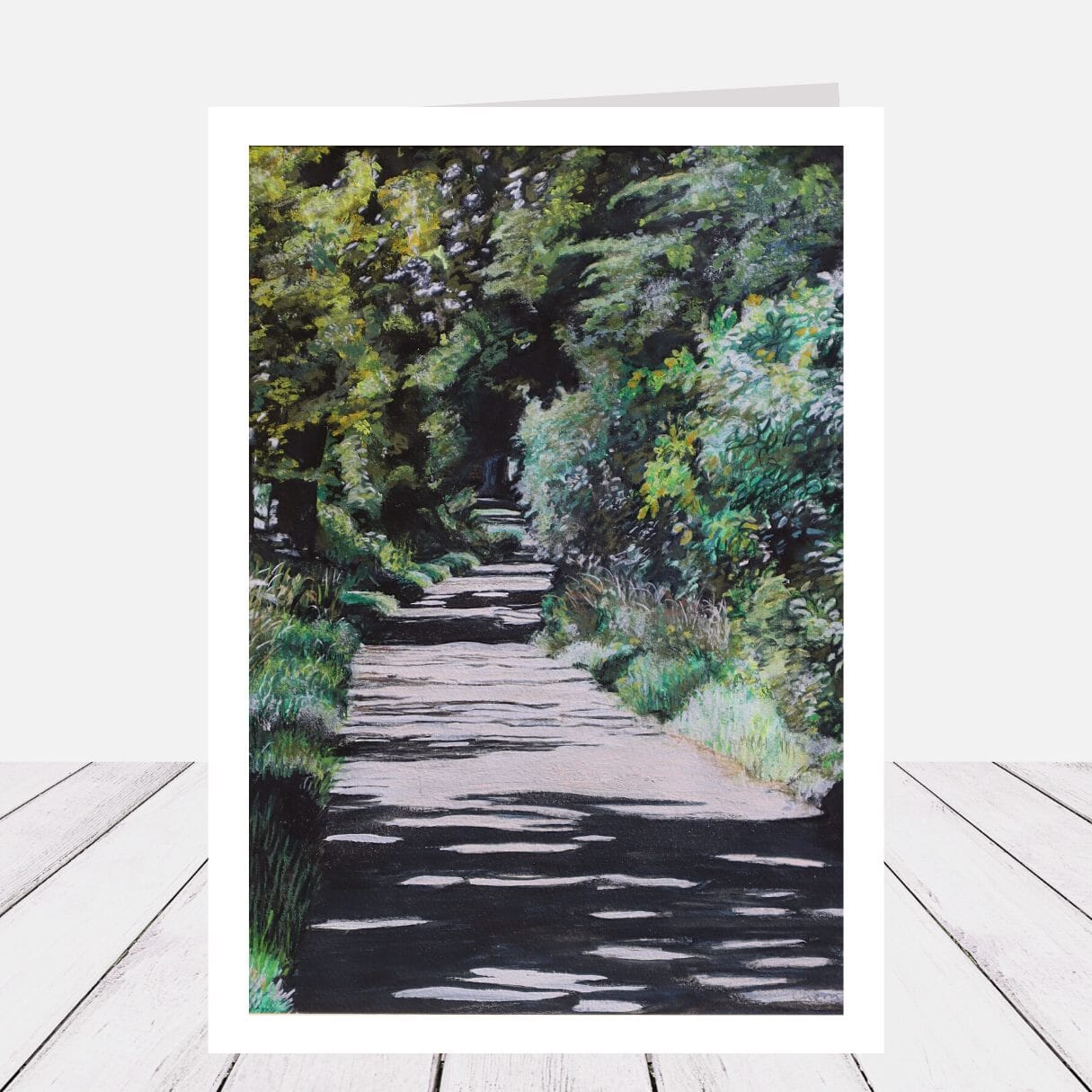 Sunlight shining through trees in Denne Park 