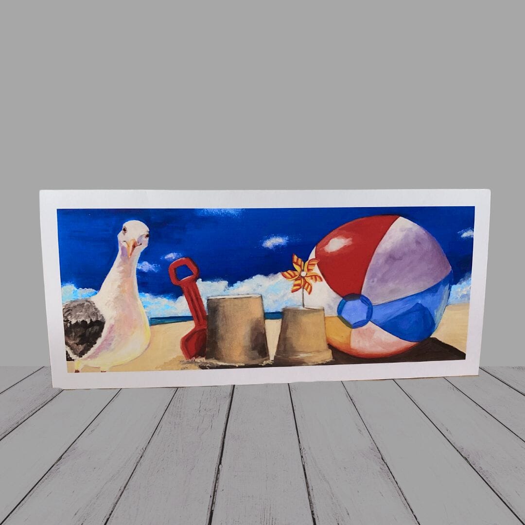 Greeting Card –  “Who forgot the ice cream?” Seagull at the beach